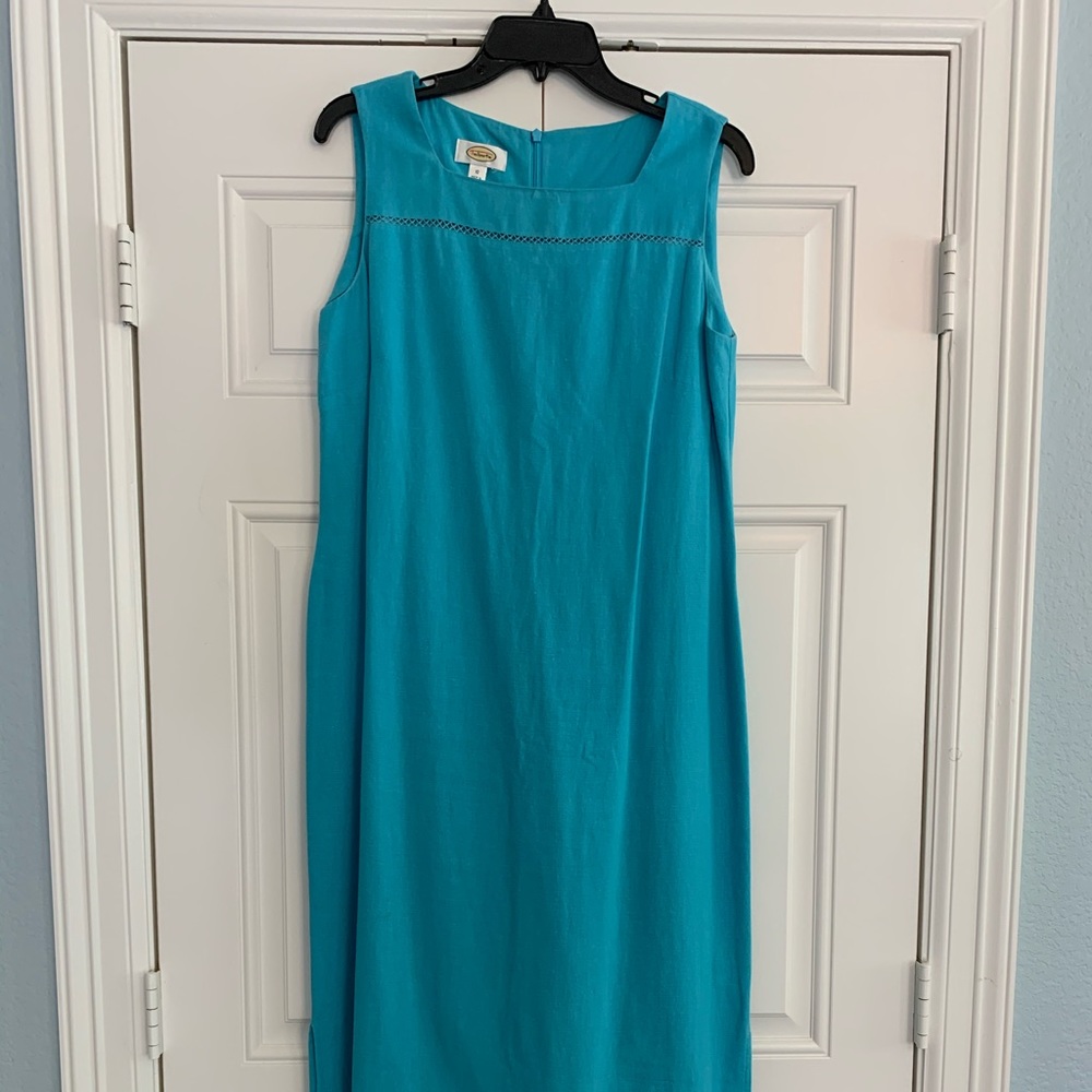 Talbots Linen Turquoise Dress Sz 10